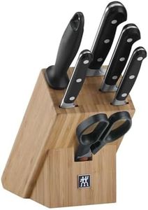 ZWILLING Professional S 7-Piece Knife Block, Bamboo Block, Knife Set, Sharpening Rod and Scissors, Stainless Special Steel/Plastic Handle with Rivets, Black [Made in Germany]