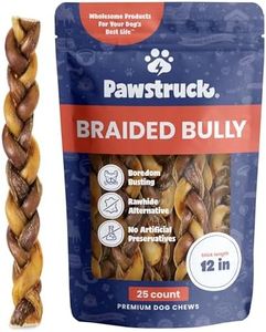 Pawstruck Natural 12” Braided Bully Sticks for Dogs - Tough, Long-Lasting, Rawhide-Free, Low Odor, Healthy Single Ingredient Chew Treat for Aggressive Chewers - 25 Count - Packaging May Vary