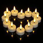 Ymenow Tea Lights Candles with Timer, 12pcs Electric Battery Operated LED Realistic Flameless Flickering Fake Tealights Candles Long Burning for Indoor Room Party Halloween Christmas Decorations