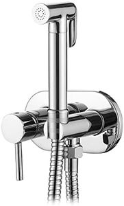 Ibergrif M22010 - Round Concealed Shower Mixer Set, Hot and Cold Bidet Spray with Shattaf Sprayer, Hose Pipe, Chrome, Silver