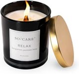 SOICARE Candles (Bergamot, Jasmine & Lime), Medium Black Jar Scented Candles, Odor Eliminating Candles for Home Scented, 8 Oz Premium Soy Wax Blend Candles, Wood Wick | 40 Hours of Burning Time