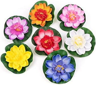 Framendino, 7 Pack Artificial Floating Foam Lotus Flower Water Lily Pads for Home Garden Pond Decoration