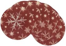 U'Artlines Christmas Round Braided Placemats Set of 6, 15Inch Snowflake Washable Round Woven Placemats Table Mats for Xmas Winter Party Kitchen Dining Table