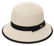 EOZY Women's Straw Sun Hat Ladies Summer Beach Straw Hat Sun Protection Wide Brim Hats Outdoor Packable UPF 50+ Beige