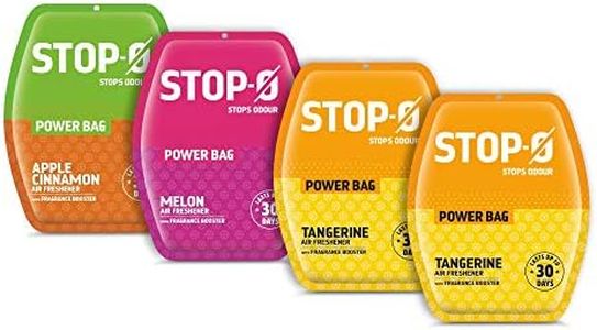 Stop-O Power Bag Bathroom Air Freshener - 40 G (10Gx4) | Assorted Pack | Refreshing, Lasting Fragrance | Melon, Apple Cinnamon, Tangerine | Lasts Upto 30 Days Gel