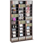 VEVOR Media Storage Cabinet, Adjustable DVD Cabinet, CD Storage Holds up to 1080 CDs, Protects & Organizes Music, Movie, Video Games or Memorabilia Collections-Espresso