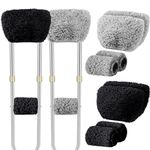 SmoothNovelty 8 Pcs Underarm Crutch Pads and Hand Grip Universal Ultra Thick Sheepskin Crutch Padded Covers for Adult & Youth Crutches Accessories for Crutches Pads for Armpits, Black and Gray