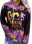 VILOVE It's Just A Bunch of Hocus Pocus Shirt Womens Halloween Sweatshirt Color Block Long Sleeve Pullover Tops Black