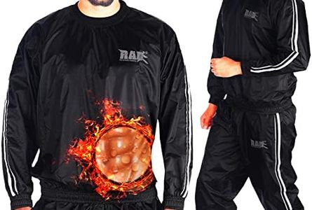 RAD Heavy Duty Sweat Suit Sauna Exercise Gym Suit Fitness Weight Loss Anti-Rip, White, Medium