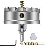 ASNOMY Tungsten Carbide Tipped Hole Saw Drill Bit for Hard Metal, 4 Inch T.C.T Hole Saw Cutter with 2pcs Titanium-Plated Pilot Drill bit for Metal, Stainless Steel, Iron, Wood, Plastic