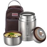 FEWOO Soup Flask, 800ml Vacuum Insulated Food Jar for Hot Cold Food, Leak Proof Soup Containers for Kids and Adults (800ml Grey)