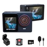 Apexcam 4K 60FPS Action Camera 48MP Dual Touch Screen Camera with 64GB SD Card,131FT 40M Waterproof Underwater Sports Camera Helmet Camera with External Mic, Remote Control,Mounting Accessories Kit