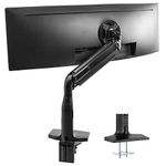 VIVO Aluminum Mount Fits up to 49 inch Ultrawide Monitor, Single Articulating Pneumatic Arm, Clamp-on Desk Stand, Fits 1 Screen with Max VESA 200x100, Black, STAND-V100H