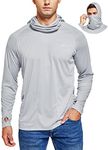 Willit Men's Sun Protection Hoodie UPF 50+ Fishing Hiking Shirt Long Sleeve SPF UV Shirt with Face Mask Lightweight Gray L