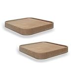 anaan Raft Floating Shelf wood square Wall Mounted Showcase Wall Shelf Hanging Planter Storage Wooden Shelf for plants photo candle Invisible Wall Decoration Design Set of 2 (Square 5.9 inch)