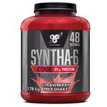 BSN Nutrition Protein Powder Syntha 6 Edge Low Carb and Sugar Whey Protein Shake with Whey Protein Isolate and BCAAs, Muscle Gain Powder, Strawberry Milkshake Flavour, 48 Servings, 1.87 kg