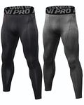 LNJLVI Men's 2 Pack Compression Pants Running Leggings Baselayer Cool Dry Sports Tights(Black-Grey,XL)