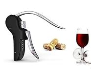 iFlash Professional Manual Wine Opener Corkscrew - Premium Corkscrew/ Screw pull -Include Professional Foil Cutter & Extra Spiral (3 Piece Gift Set) -- Black