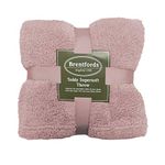 Brentfords Teddy Fleece Blanket Large Throw Over Bed Super Soft Warm Sofa Bedspread, Blush Pink - 200 x 240 cm