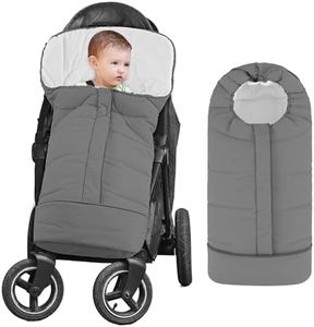 Yoofoss Stroller Cover for Winter, Toddler Stroller Footmuff Universal for Most Stroller, Water Resistant Warm Coral Baby Stroller Bunting Sleeping Bag Light Grey