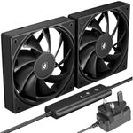 upHere gaming 2x120mm PC Fan, 220V 240V AC Plug Computer Cooling Fan DC 12V 5 Adjustable Speeds for Server Rooms, Modems, PC Cabinets, U3DC2