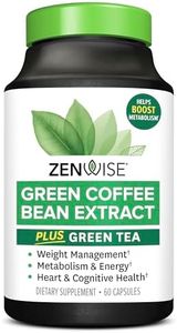 Zenwise Health Green Tea Extract with Green Coffee Bean Extract - Vegan Skin & Heart Support + Brain Health & Memory Boost