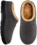 HomeTop Men's Moccasin Slippers Soft Warm Non-slip Memory Foam Indoor House Shoes with Fluffy Lining Grey, 10-11 UK
