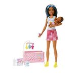 Barbie Doll and Accessories, Crib Playset with Latina Friend Doll, Baby Doll with Sleepy Eyes, Furniture and Themed Accessories, Babysitters Inc.™​​