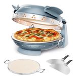 Kenwood My Pizzeria - Electric Pizza Oven, Indoor Pizza Maker, 400°C Dual Heating, Ready in Just 4 Minutes, Removable 30cm Stone, Includes 2 Peels, Timer, 1500W, Storm Blue (KPO10.000GY)
