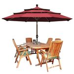 THESHELTERS 10 Ft 3 Tier Large Size Garden Umbrella, Outdoor Umbrella with Double Vented, Patio Umbrella with Stand and 8 Sturdy Ribs Perfect for Garden, Terrace, Lawn, Poolside (Maroon)