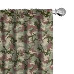 Ambesonne Camo 2 Panel Curtain Set, Illustrated Green Camouflage in Forest Colors Hunter Theme, Lightweight Window Treatment Living Room Bedroom Decor, Pair of - 28" x 84", Dark Green