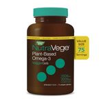 Nature's Way NutraVege Plant-Based Omega-3 VeggieGels – Vegan-Friendly Omega-3 Supplement with 300mg DHA + 150mg EPA – Fresh Mint Flavour – Support Heart, Eyes and Brain Function in Adults, 75 Softgels Value Size