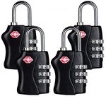 TSA Security Combination Lock Suitcase Luggage Bag Code Lock Padlock (4 Pack Black)