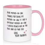 YHRJWN Mother in Law Gifts from Daughter in Law, Dear Mother in Law Coffee Mug, Christmas Mothers Day Birthday Gifts for Mother in Law, Best Mother in Law Gifts, Funny Mother in Law Mug 11 Oz