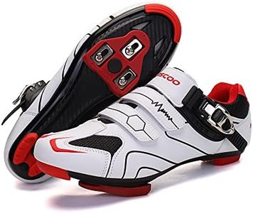 Unisex Cycling Shoes Compatible with pelaton Indoor Road Bike Shoes Riding Shoes for Men and Women Delta Cleats Clip Outdoor Pedal (White-red, M13)