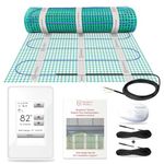 WarmlyYours Electric Floor Heating Roll Kit with Touch Screen Thermostat, Circuit Check, and Floor Sensor - for Under Tile, Marble, Vinyl, and Stone, 120V, 49.5 ft