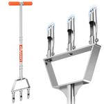 Manual Core Aerator Lawn Tool - Lawn Aerator Tool with 3 Hollow Tine, Semi-Assembled Grass Aerator Core Aeration Tool for Lawn, Yard Aerator for Lawn Care Compacted Soil - Tangerine