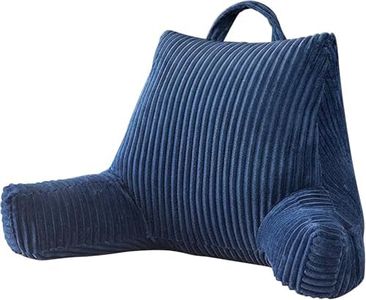 Reading Pillow for Bed, Magic Velvet Back Rest Pillow with Armrests, Bed Backrest Cushion for Sitting Up in Bed & Couch, Lumbar Support Pillow for Reading & Relaxing,Blue