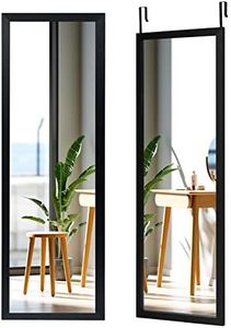 COSTWAY Specchio da Parete Lungo, Specchio sulla Porta o sul Muro, Specchio a Figura Intera per Camera da Letto Salone Spogliatoio,120 x 37 cm (Nero)