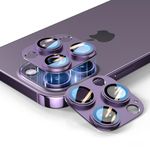 for iPhone 14/15/16 Pro & Pro Max Camera Lens Protector [2 Pack], Step Tempered Glass with Metal Alloy Frame, for iPhone 14 pro max Camera Lens Protector, Ultra Clear Photography, Purple