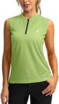 SANTINY Women's Sleeveless Golf Shirt Zip Up Tennis Lightweight Quick Dry Tank Tops Polo Shirts for Women(Parrot Green_S)