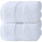 White Classic Luxury Bath Sheets Towels for Adults Extra Large 89x178 cm - 700 GSM Turkish Cotton, Highly Absorbent | Hotel Collection | 2 Pack