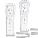 TIANHOO Wii Controller 2 Pack, Wii Remote Controller, with Silicone Case and Wrist Strap, Remote Controller for Wii/Wii U, White