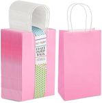 BLUE PANDA 25-Pack Pink Gift Bags with Handles - Small Paper Treat Bags for Birthday, Wedding, Retail (5.3x3.2x9 In)