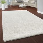 A R Creations Anti Slip Fluffy Fur Plain Shaggy Carpet| Area Rug Made with Polyester and Microfiber for Home, Office, Kitchen, Living Room, Bedroom and Dining Hall (3x5 Feet, White