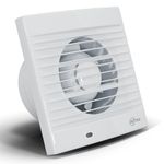 EINTTAX 4 Inch 100mm Bathroom Extractor Fan, 12W Silent Powerful Extractor Fan, Airflow 130m³/h, Wall/Window Mounted Ventilation Exhaust Fan for Bathroom Kitchen Toilet - White (No Timer)