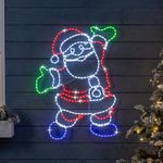 Christow Santa Christmas Light Outdoor Decoration, Energy Efficient LED Rope Light, Flashing Silhouette, Freestanding, Mains Operated (101cm)