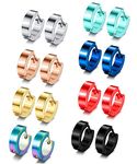 Diamday 8 Pairs Stainless Steel Small Hoop Earrings for Men Women Huggie Earrings Cool Mens Earrings Set Multicolor Huggie Hoop Earrings Piercing for Boys Teens 13MM