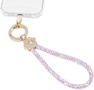 XYZ Crystal Phone Charm Wrist Strap, Sparkly Cat Paw Wristlet, Purple