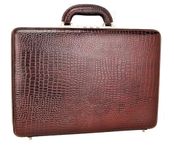 Da leather villa LV Full Grain Natural Leather Briefcase For Men 18 Inch | Briefcase With Lock | Expandable Briefcase | Size 18x12x5 Inch | Laptop Compartment (CROCO Brown)